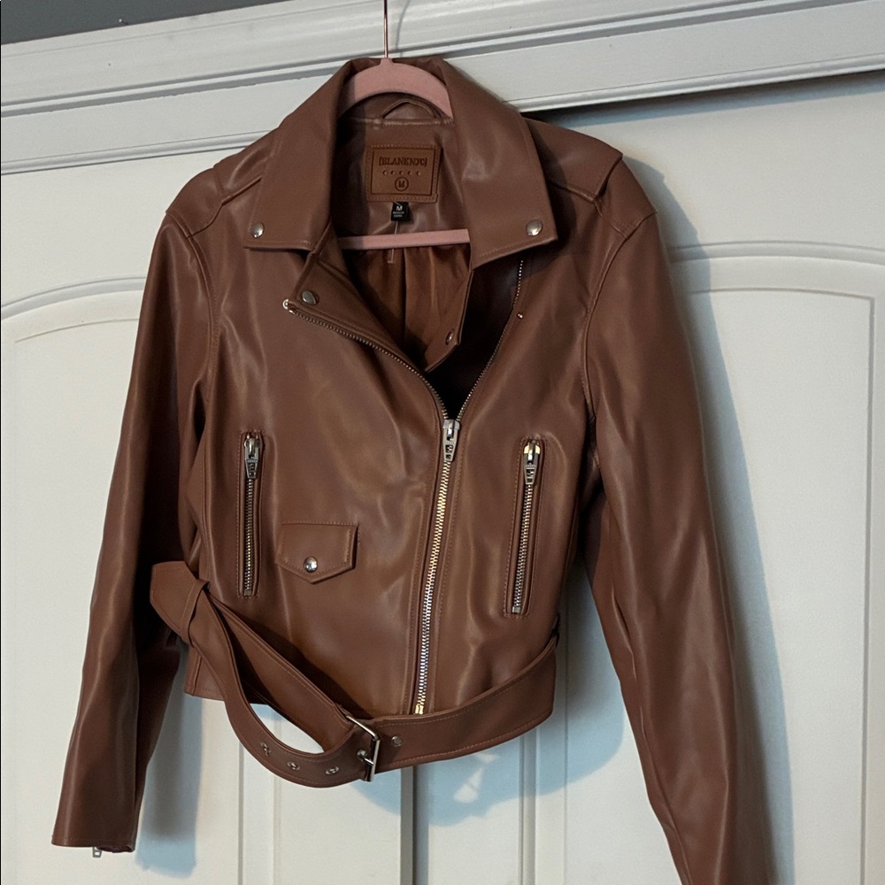 Blank NYC Tan Leather Moto Jacket